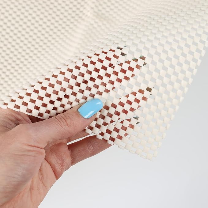 Superior Rio Reversible Rug Pad, Non-Slip, Non-Skid, Thick Mesh Design, Floor Protector, Padding, Furniture Gripper Mat, Slide Stopper, Foam Grip, Polymer Coated Polyester, 2' 6" x 10', Cream