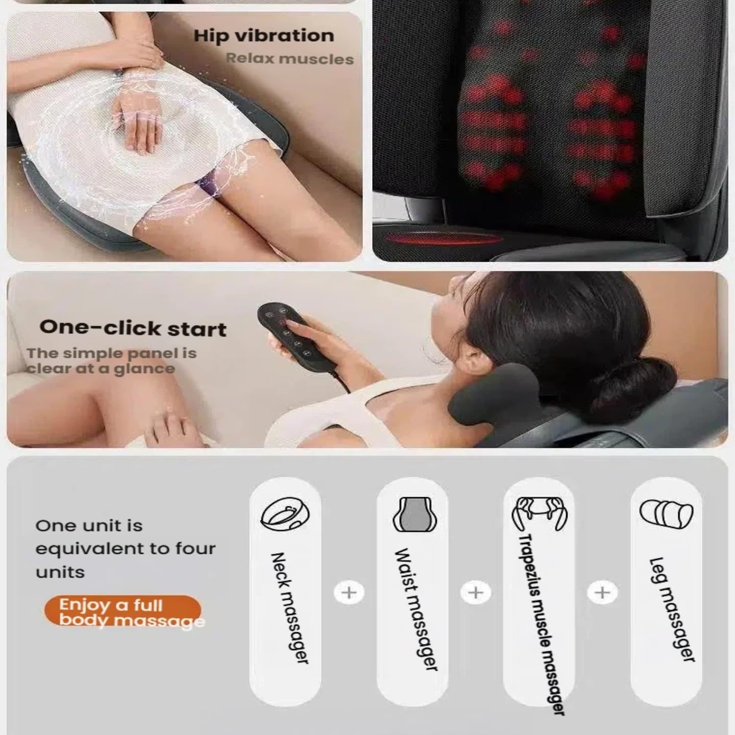 ＴＩＺＹＦＦ Back and Neck Massager, Gifts, Massage Seat, Shiatsu Massage Chair with Heat and Vibration for Neck, Back, Shoulders, Use at Home and Office, Black