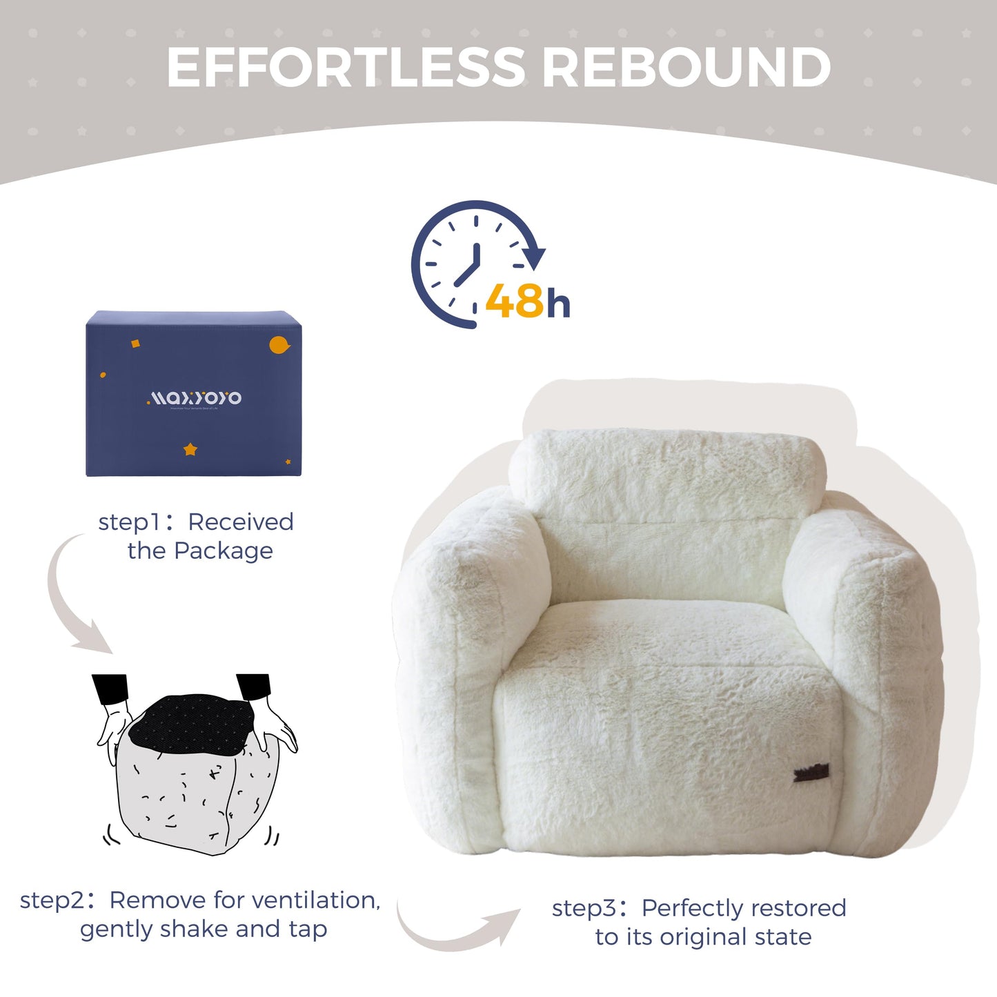 MAXYOYO Giant Bean Bag Chair for Adults, Ultra Soft Fluffy Bean Bag Sofa, Oversized Floor Sofa for Living Room Bedroom, Cozy Reading Chair with Filler, Beige
