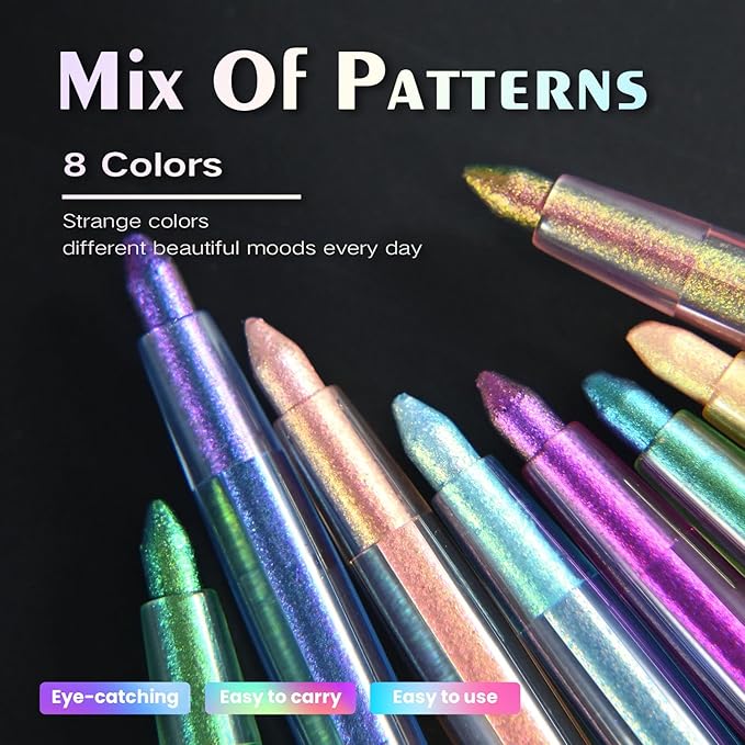 Multichrome Eyeliner Gel Pencil,Waterproof Long-Lasting Vegan Cruelty Free Eye Liner,Shifting Colors Eyeliner Pen (EL-08)
