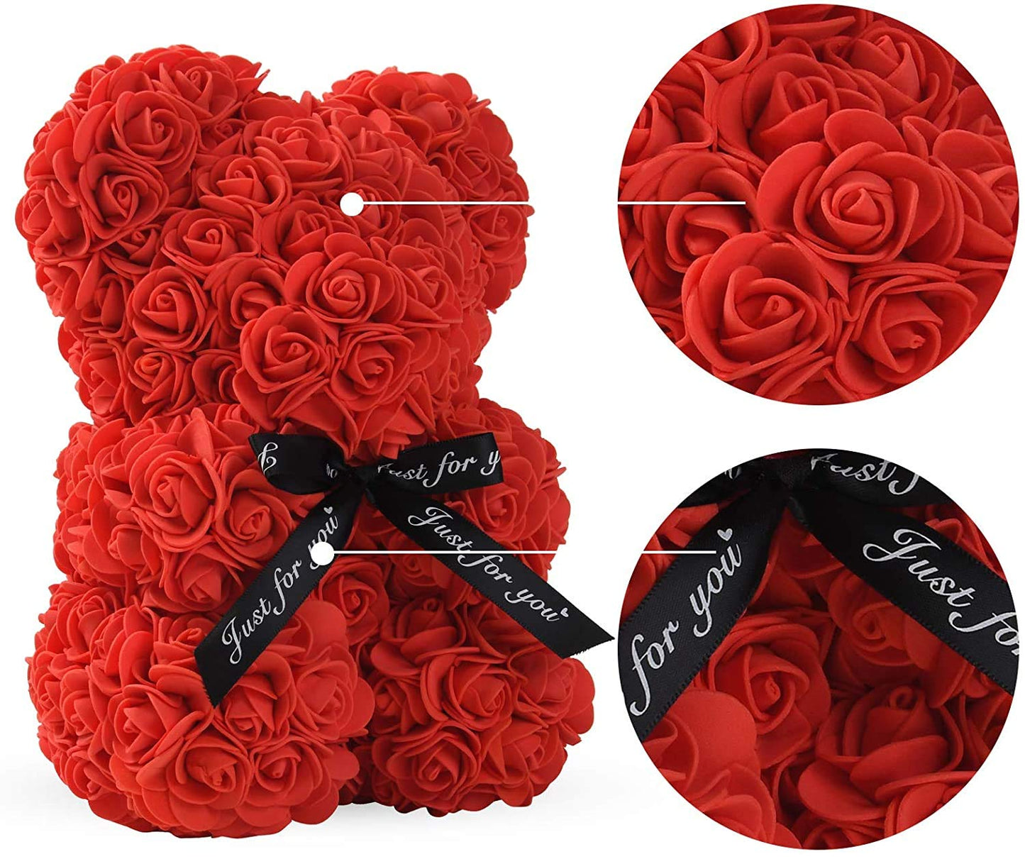 KZEBRA Rose Bear Xamas Gift for Girlfriend, Forever Rose Preserved Flowers Cub for Her Valentines Day, Wedding, Mothers Day, Date, Birthday and Anniversary with Transparent Box