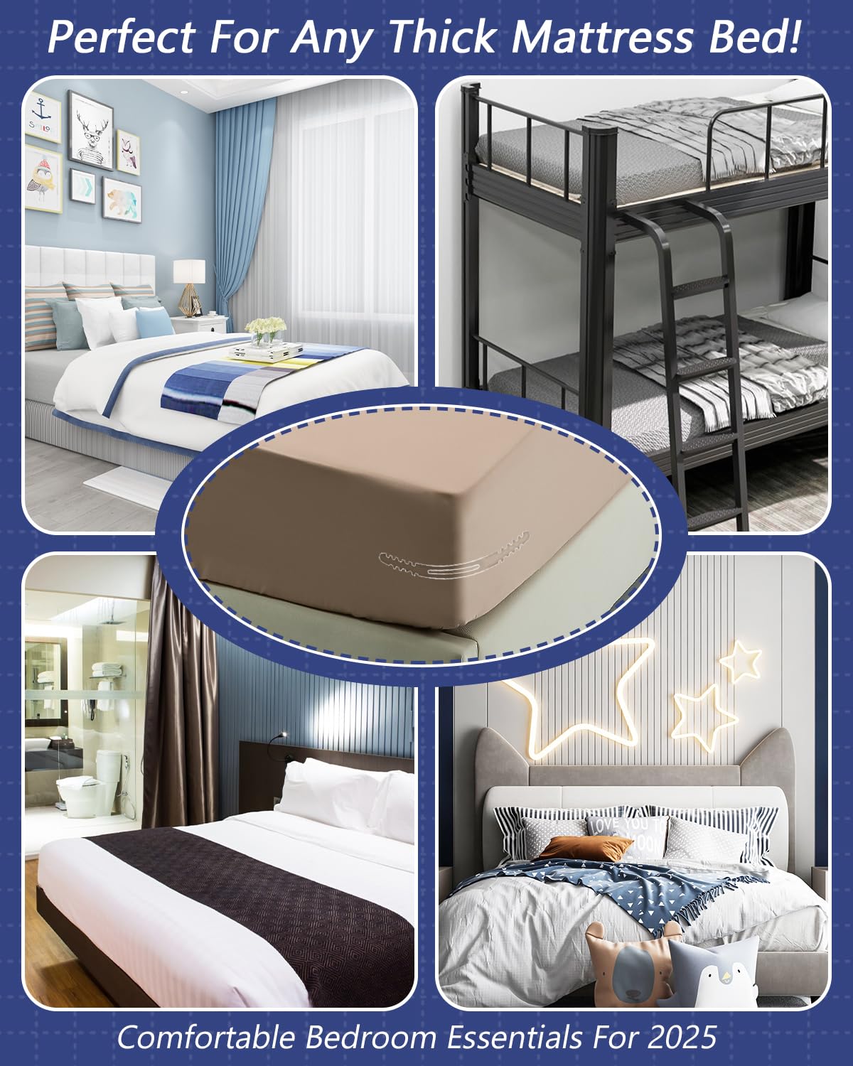 ASSRECT 4-Pack Removable Bed Sheet Holders for Corners with Mattress Straps, Durable Sheet Locks to Prevent Bedding from Moving, Universal for Thick Mattresses (White)