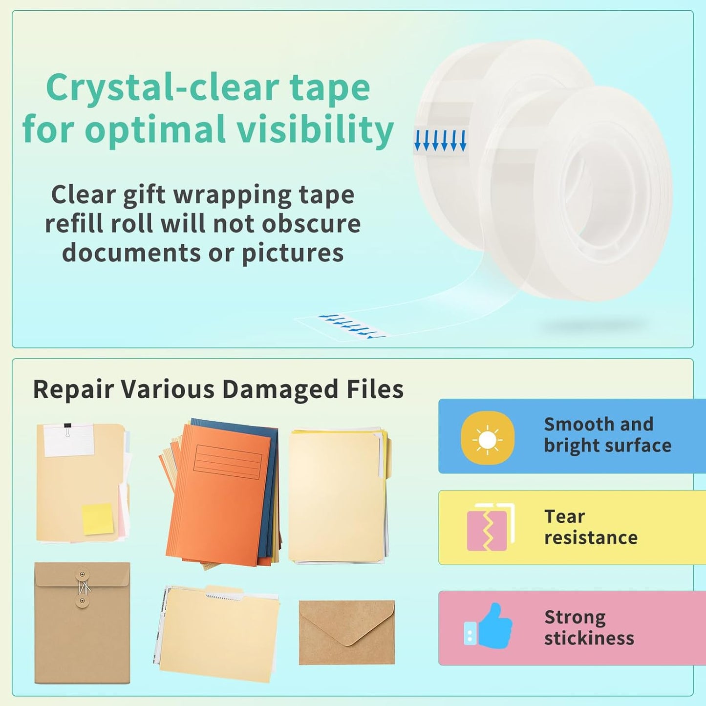 OWLKELA 24 Rolls Transparent Tape Refills, Clear Tape, All-Purpose Transparent Glossy Tape for Office, Home, School (Pack of 2)