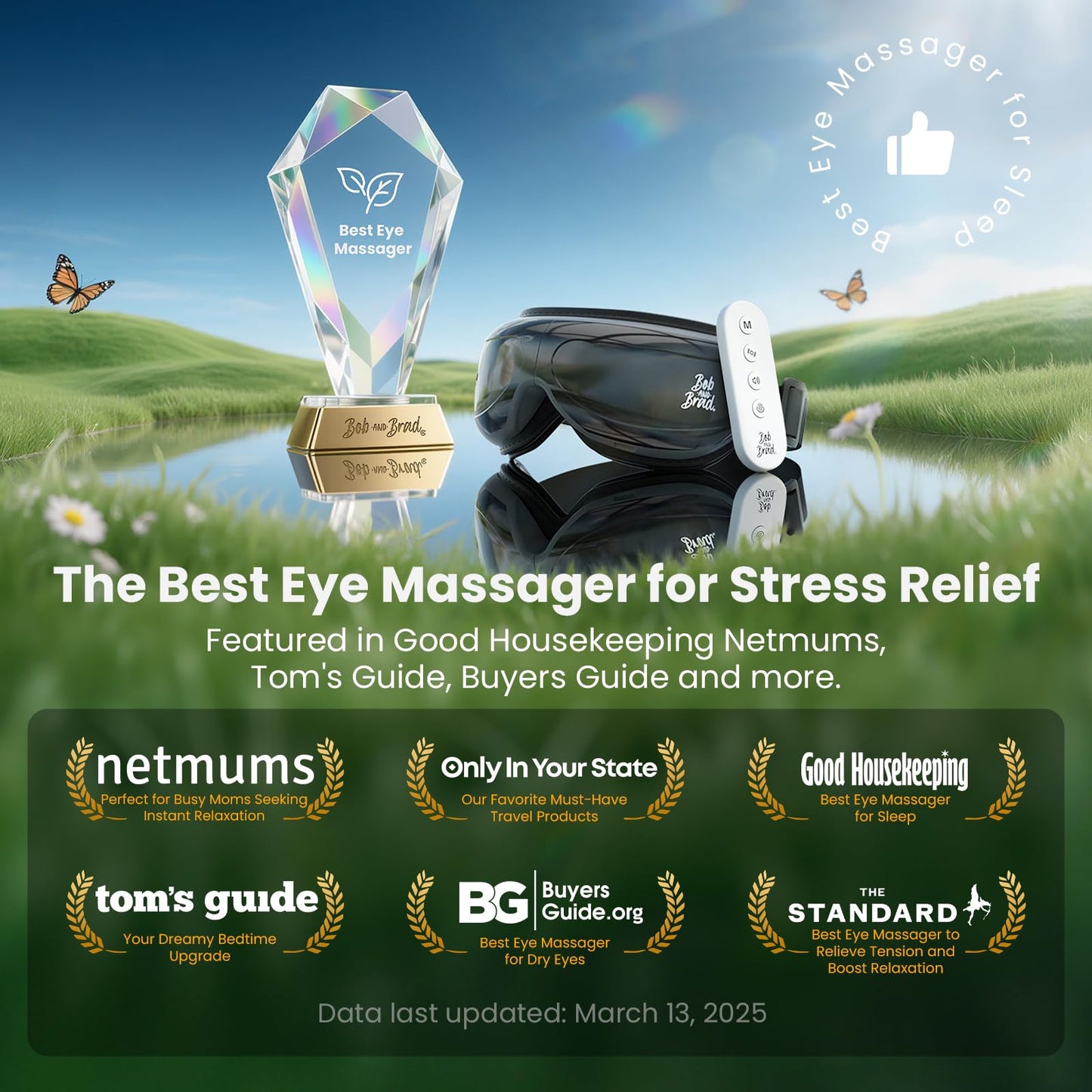 BOB AND BRAD Heated Eye Massager with Remote Control FSA Eligible HSA - EyeOasis 2 Plus Personal Eye Care Compress Device - Electric Eye Mask with Compression & Music for Migraines & Dry Eye Relief