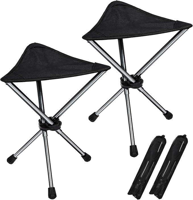 REDCAMP 2 Pack Ultralight Camping stools with Retractable Legs, Portable 3 Legged Tripod Camping Stools for Adults Fishing...