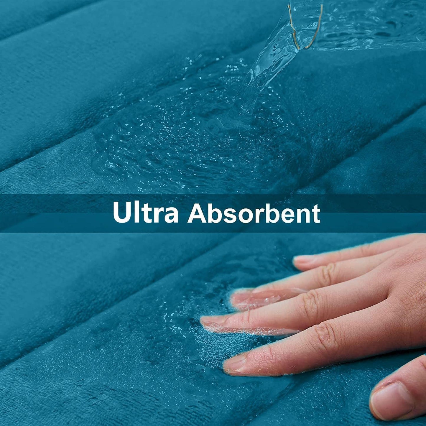 Buganda Memory Foam Bath Mat, 24" x 16", Ultra Soft and Non-Slip Bathroom Rugs, Water Absorbent and Machine Washable Bath Rug for Bathroom, Shower, and Tub, Peacock Blue