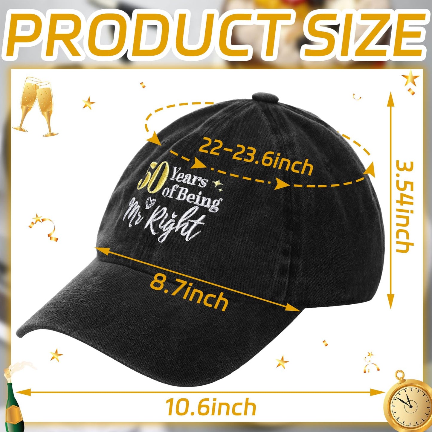 Ramede 2 Pcs 50th Wedding Anniversary Baseball Cap Gift for Couple 50th Wedding Anniversary Hat Gifts for Husband Wife Mr Mrs Multicolor