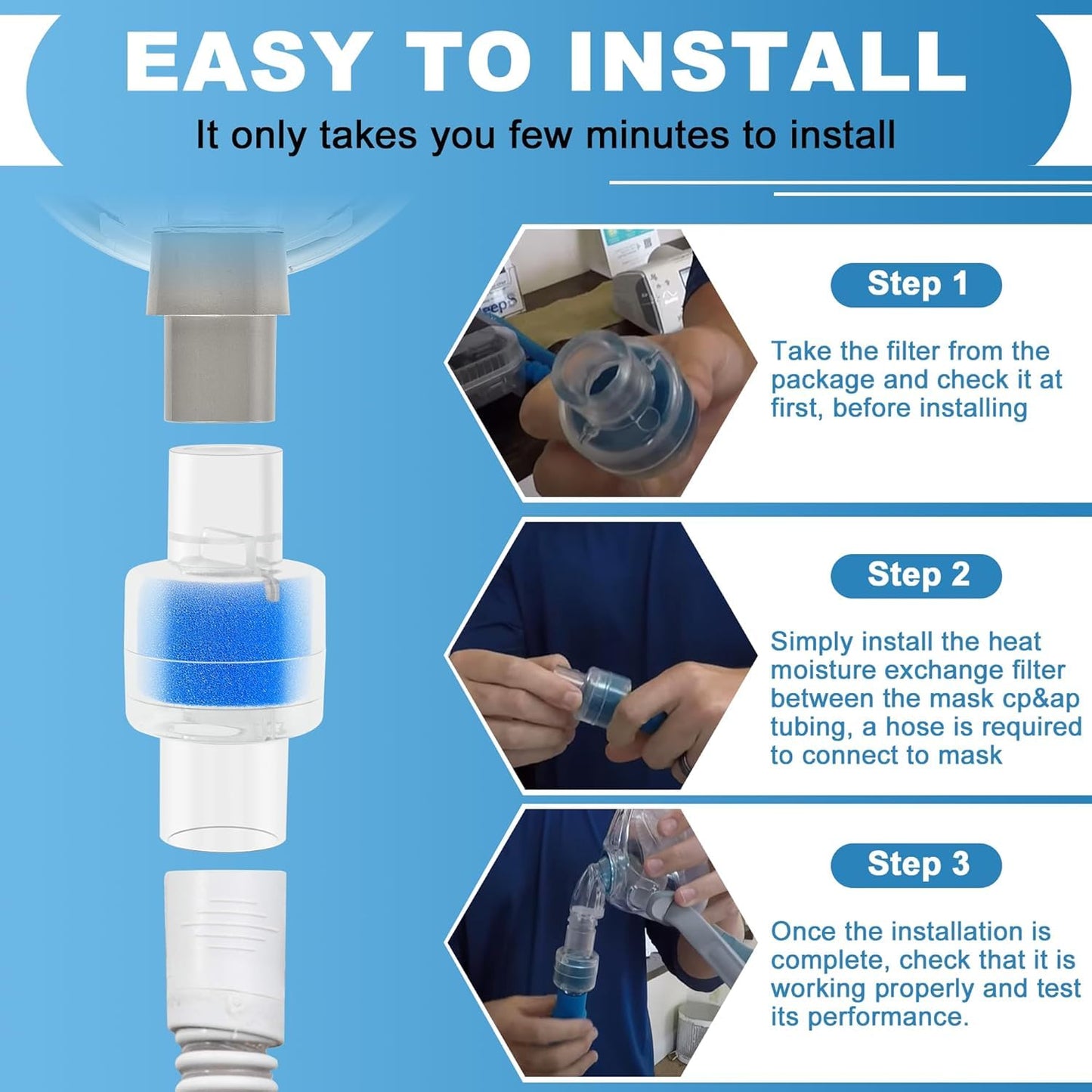 Update Packaging Universal Heat Moisture Exchanger/Exchange Filter Replacement for Z1, Z2 HME Humidification Solution Filter Fit 22mm Diameter Tubing-12 Pack, Individually Sealed Packaging LUXRILIX
