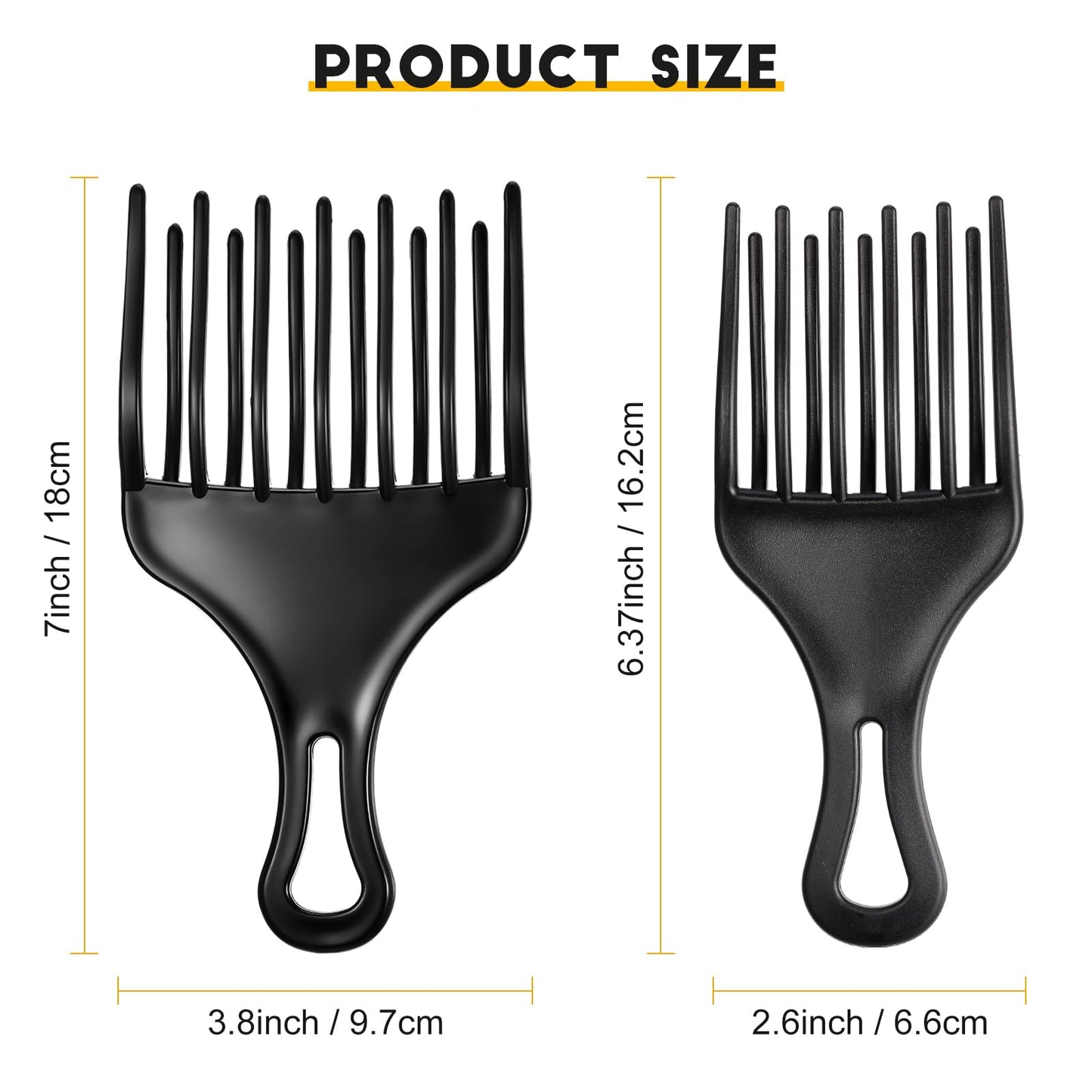 2 Pieces Double Fist Hair Lift Combs - Large and Small Plastic Detangle Wig Braid Pick Hair Styling Tool for Women Men (3.8 x 7