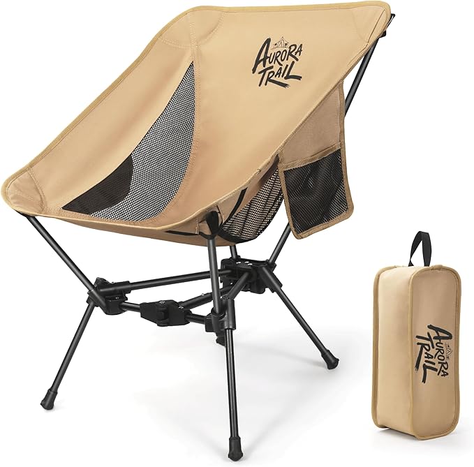 AuroraTrail Ultralight Backpacking Camping Chair – Only 2.7 lb, Supports 330 lb, Compact Folding Outdoor Seat with Carry B...