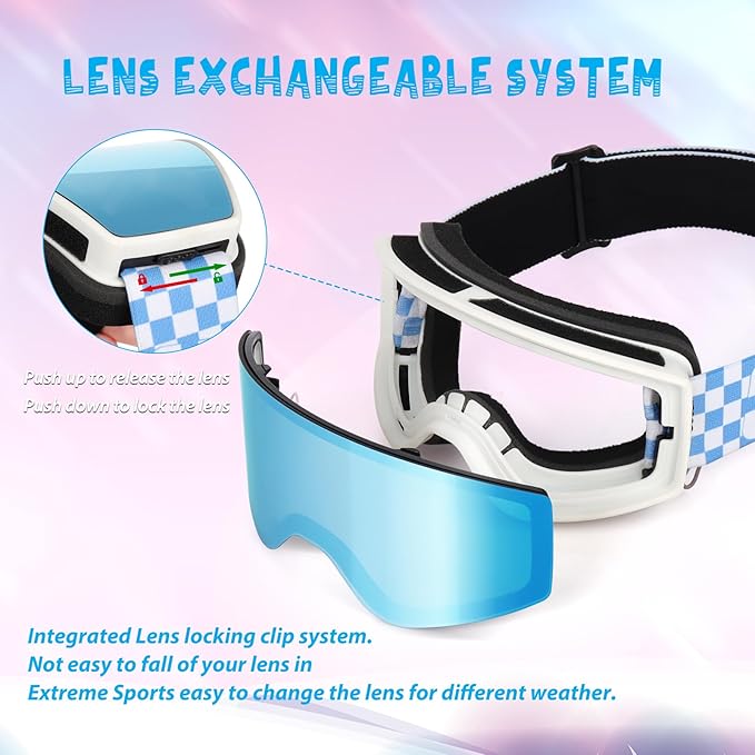 EXP VISION Ski/Snowboard Goggles Parent-child Snow Goggles Over Glasses for Men, Women Youth Kids