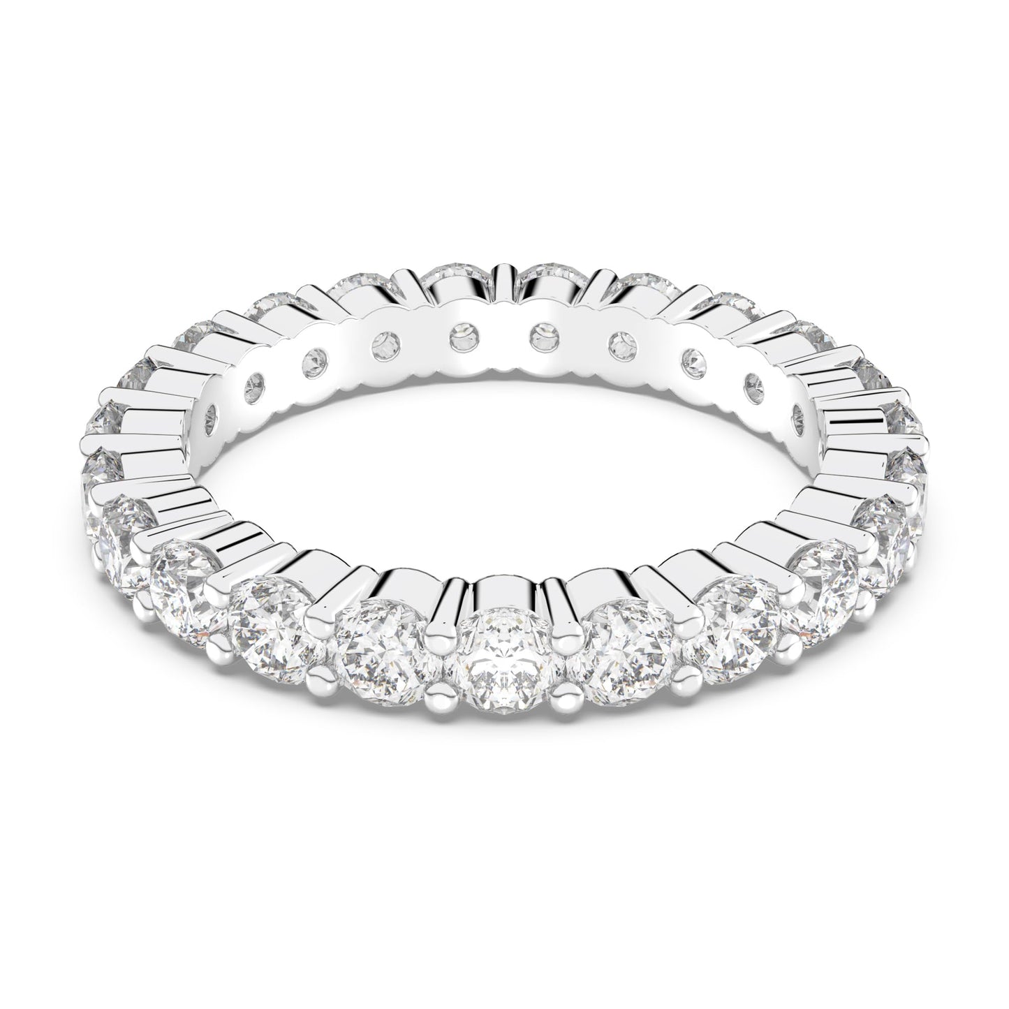 Swarovski Vittore XL Ring, Clear circle-cut Swarovski Crystals on a Rhodium Finish Setting, Size 5, Part of the Swarovski Vittor