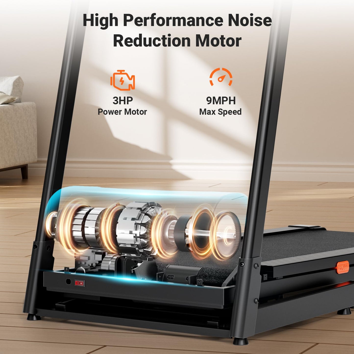 THERUN Incline Treadmill, 0-12% Auto Incline Treadmill for Running and Walking, 300 lbs Weight Capacity, Wide Belt,3.0HP,18" LED Screen, 2 Layers Shock-Absorbing, Orange Black