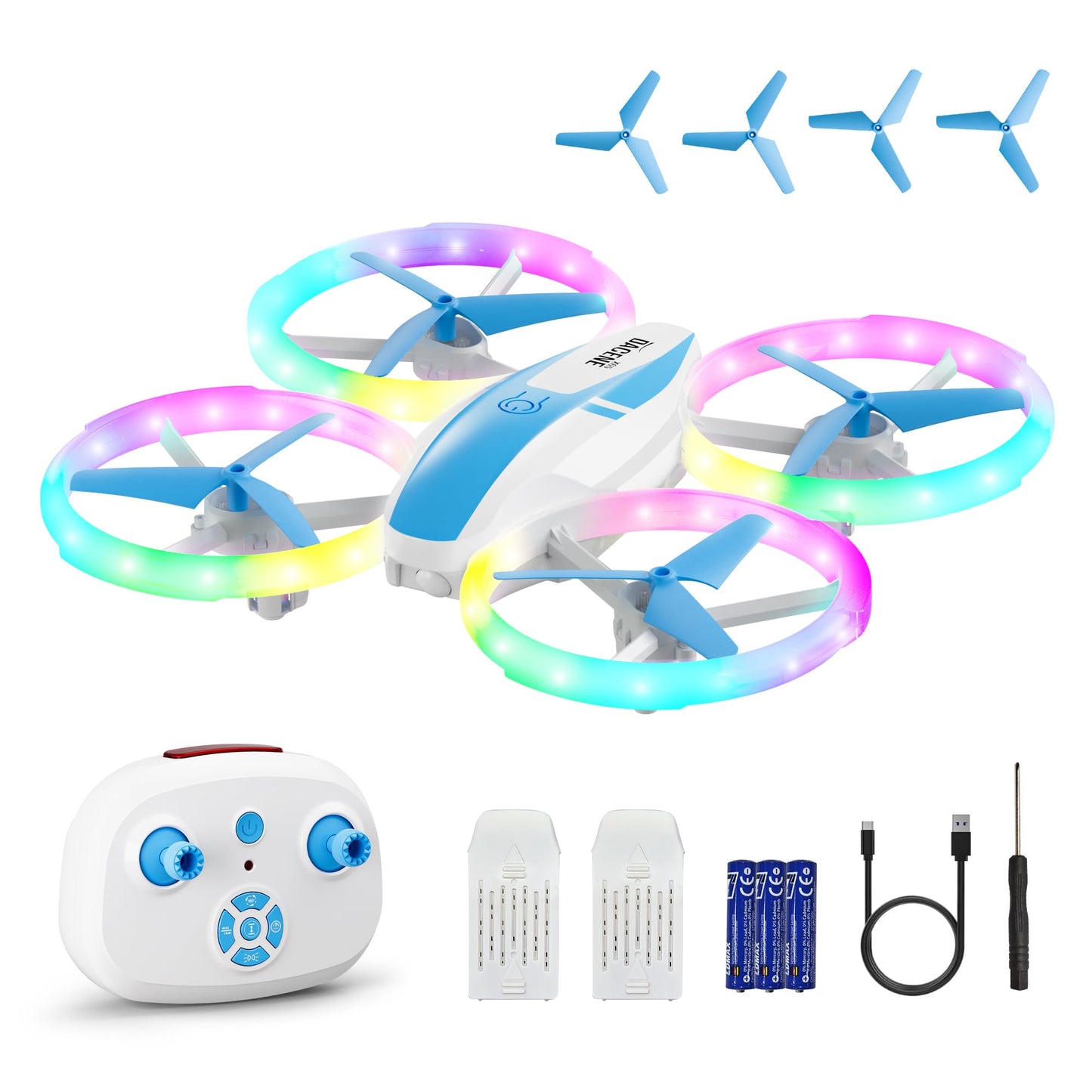 Mini Drone for Kids and Beginners with Fancy LED & Altitude Hold,Birthday Gift for Boys Girls,RC Drone with Propeller Protection,360°Flips,3 Speed Mode,Indoor Outdoor Mini Quadcopter Toy