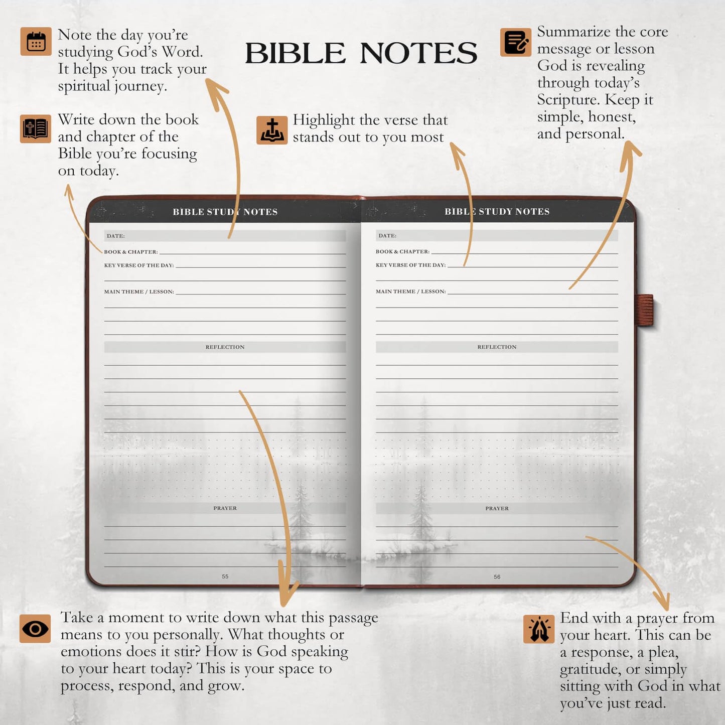 Christian Bible Journal for Men – Premium Eco-Leather Undated Bible Study Notebook, Devotional & Prayer Journal | Perfect Christian Gift for Men | Ideal for Graduation, Pastor, Baptism & Church