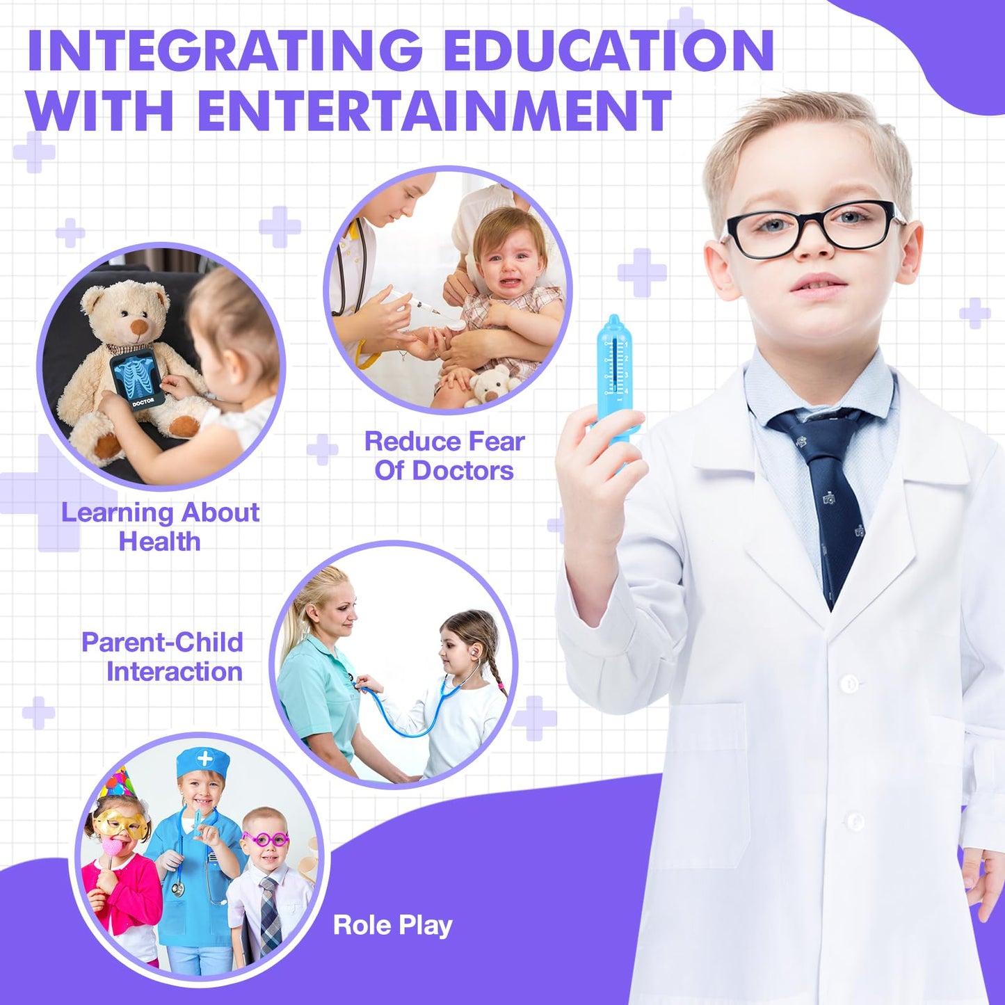 IVENRXIU Doctor Kit for Kids, 15 Pcs Doctor Kit for Toddlers 3-5, Kids Doctors Play Set with Real Stethoscope, Medical Bag, Pretend Play Toys for Boys Girls, Halloween Christmas Birthday Gifts