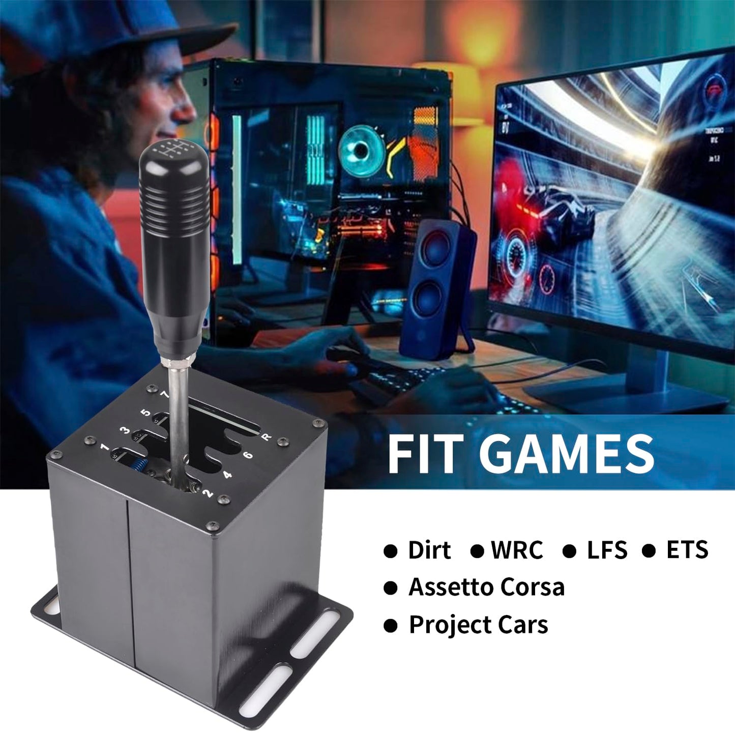 CNRAQR PC USB Handbrake and Racing Game Simulator Shifter 7+R H Gear for Logitech G29 G27 G25 G920 with Thrustmaster T300RS/GT