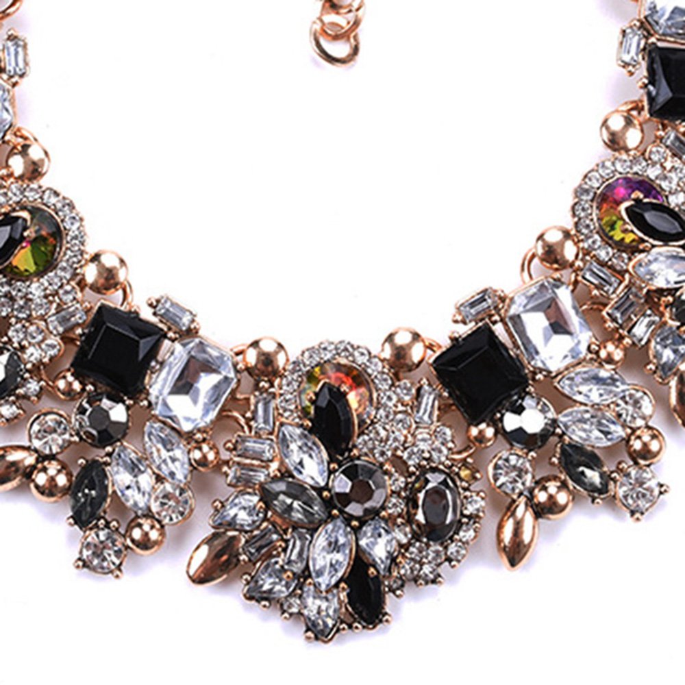 Zthread Rhinestone Bib Statement Necklace Vintage Chunky Chain Choker Collar Necklace Crystal Beads Women Fashion Jewelry Neckla
