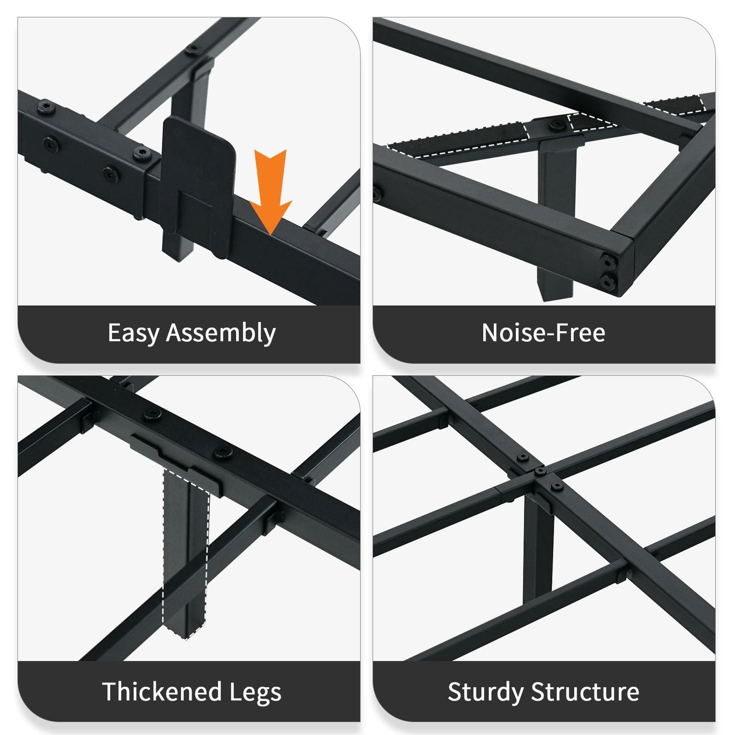 HOMBCK Floating Bed Frame Queen, Black Modern Metal Platform Bed with LED Lights, No Box Spring Needed, Easy Assemble