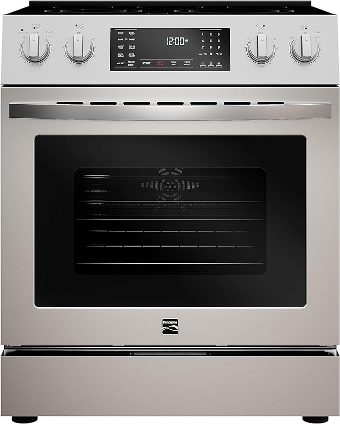 Kenmore Front Control Electric Range Oven with 5 Cooktop Elements with 7 Cooking Power Options, True Convection, Steam and...