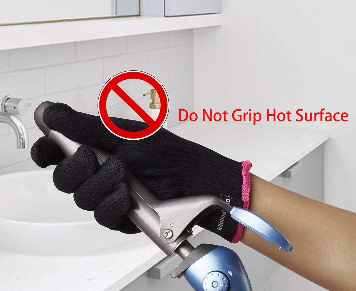 Kiloline Professional Heat Resistant Glove for Hair Styling Heat Blocking for Curling, Flat Iron and Curling Wand
