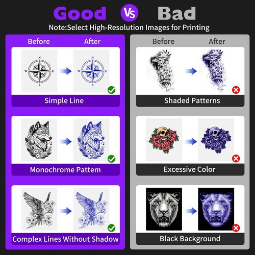 JADENS Tattoo Stencil Printer with 40pcs Transfer Paper, Bluetooth Thermal Tattoo Printer Machine with 2600mAh Battery, Compatible with Android & iOS, PC for Tattoo Artists & Beginners