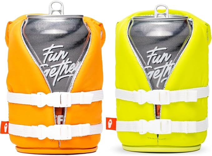 Puffin - The Buoy Life Jacket Bundle Keylime Pie & Apricot - Insulated 12 oz Can Cooler I Beer Bottle & Soda Can Insulato...
