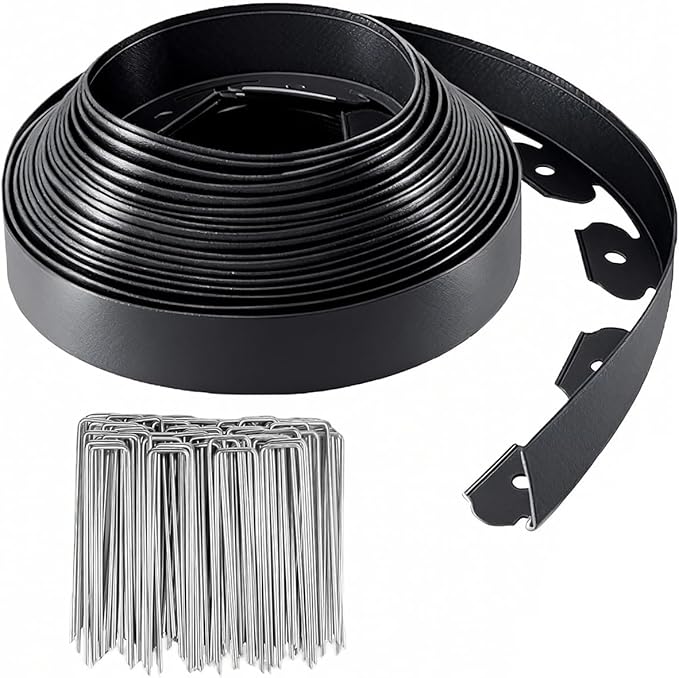 Garden Edging Kit 39FT, 3 Inch Tall Flexible Tools-Free Landscape Border with 60 Pcs Metal Stakes for Flower Beds, Yard & Pathways