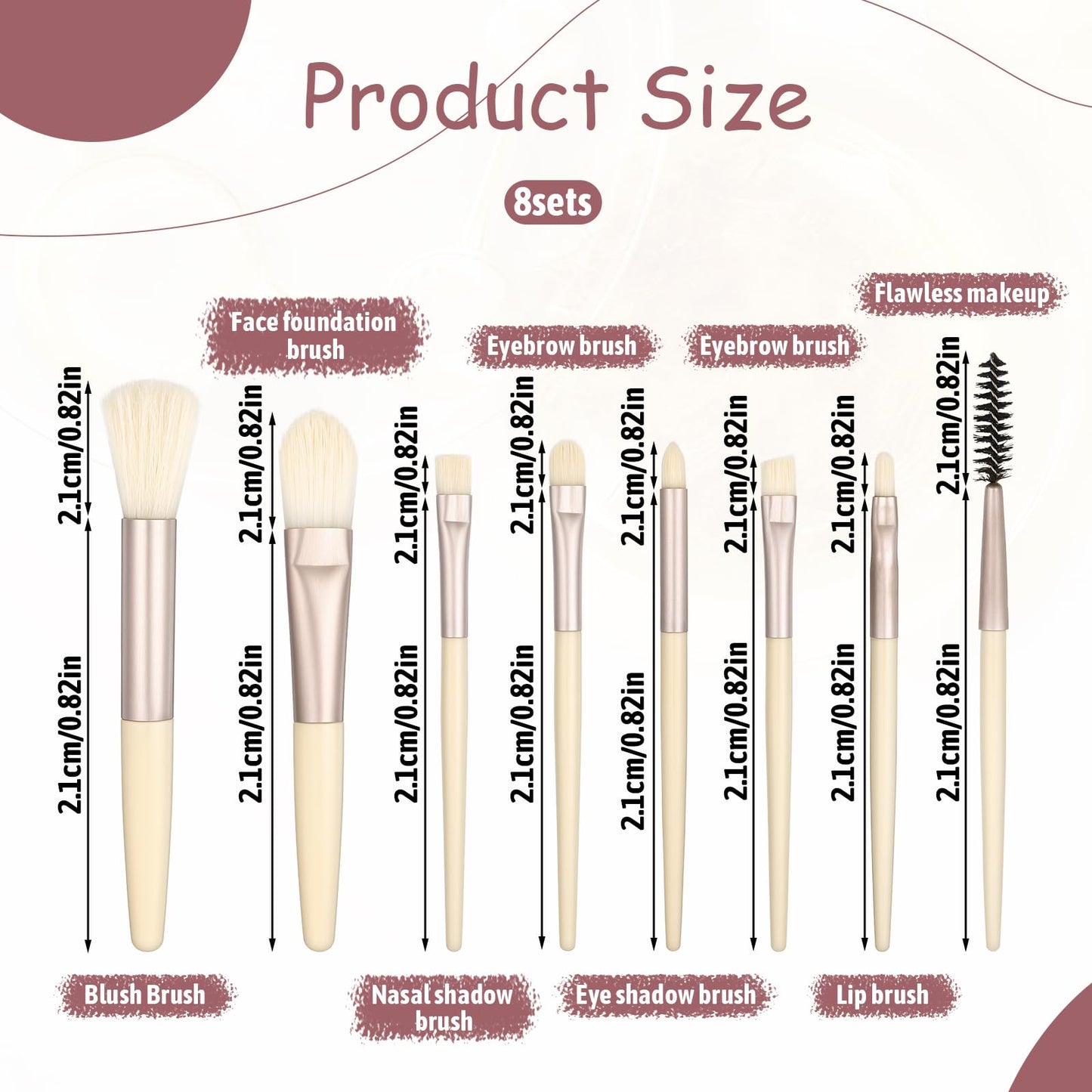 8 Sets Makeup Brushes Bulk Travel Size Make up Brush Set for Wedding Bridal Shower, Bachelorette Party Bridesmaid Gift Favors, M