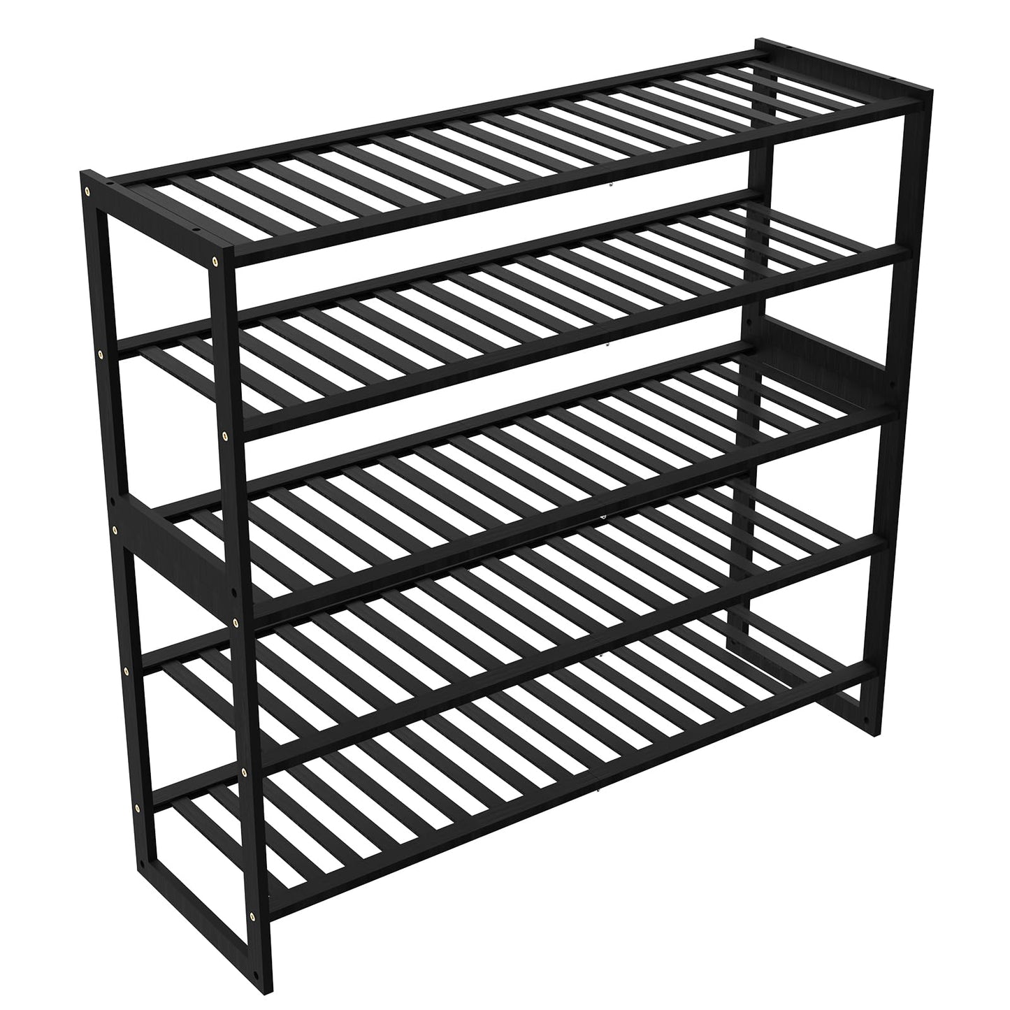 Jripae Shoe Rack Bamboo 5 Tier Shoe Organizer, Storage 20-25 Pairs for Closet Entryway, Stackable Large Tall Shoe Shelf Holder Stand Cubby for Door Hallway Bedroom Garage