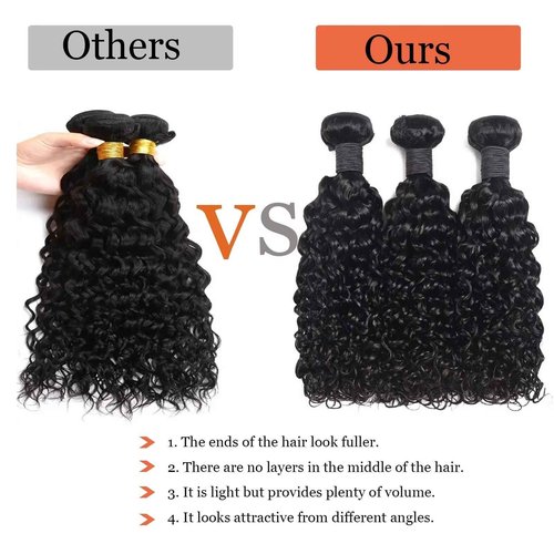 Water Wave Human Hair Bundles 12A Double Weft Deep Curly Wave Bundles 100% Unprocessed Brazilian Virgin Human Hair Natural Black Color Wet And Wavy Hair Extensions 18 20 22