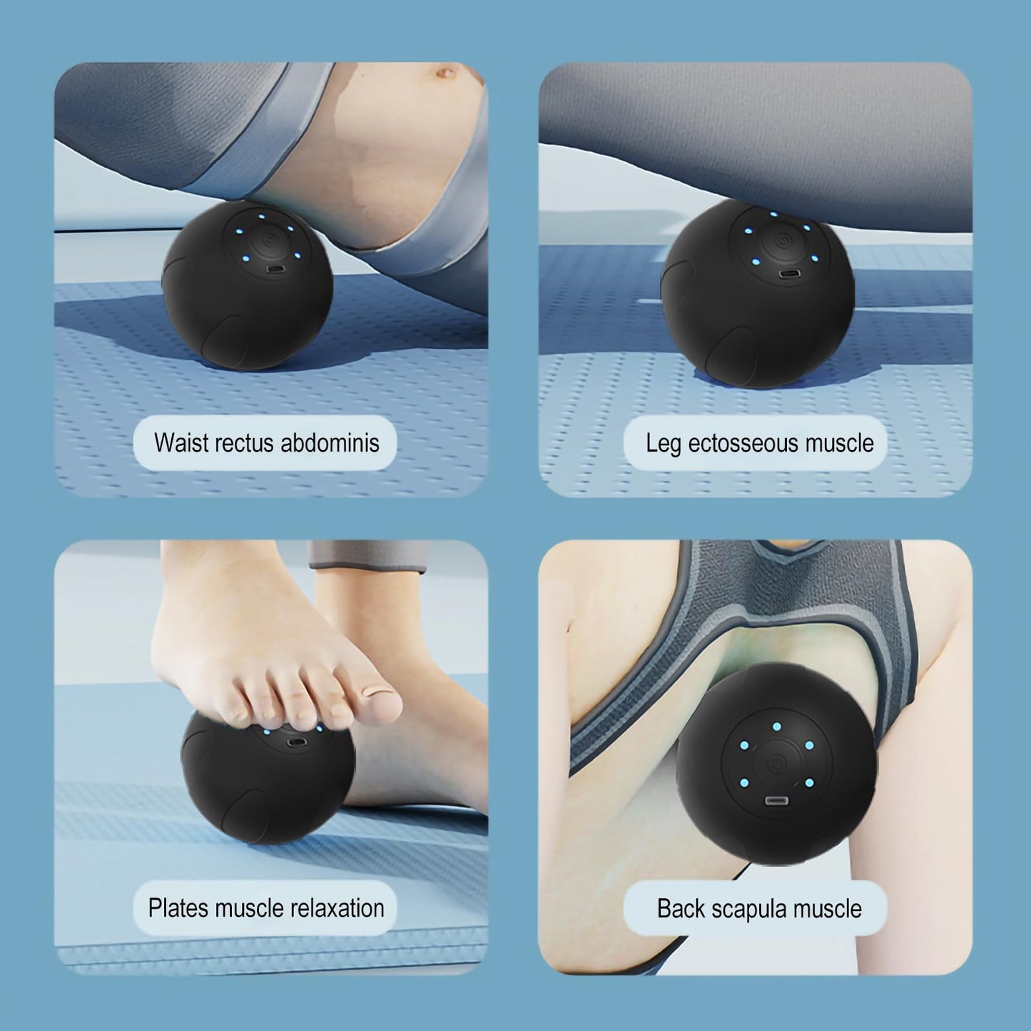 JIEJUNJIE Vibrating Massage Ball with 5-Speed Mode for Muscle Recovery, Myofascial Release - Deep Tissue Massage Ball for Trigger Point Massage - Mobility Ball Back & Hip Flexor Release Tool