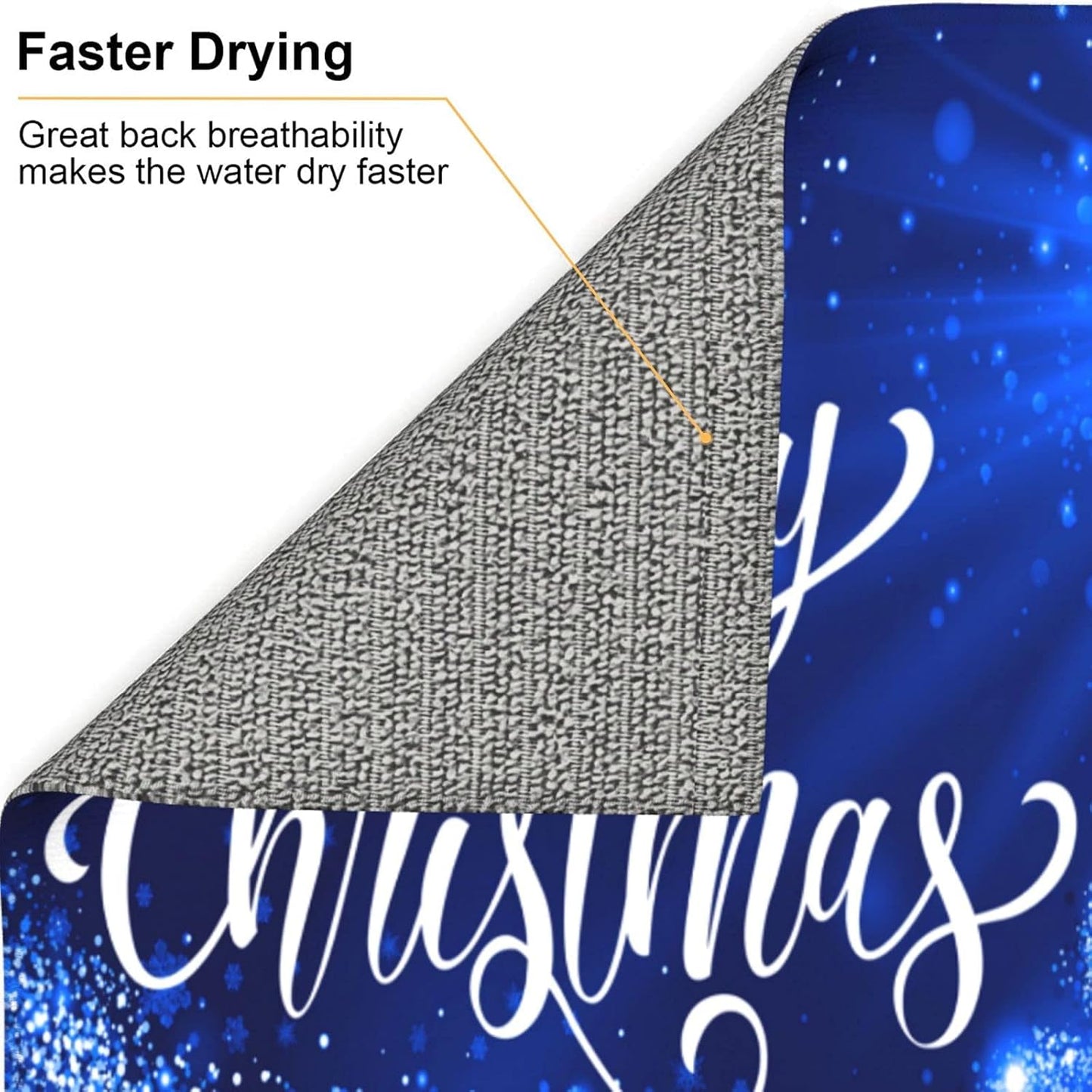 Dish Drying Mat Merry Christmas Blue Snow Tree for Kitchen Counter Absorbent 16x18 Inch Microfiber Dishes Plate Glass Dry Draining Pad Reversible Washable