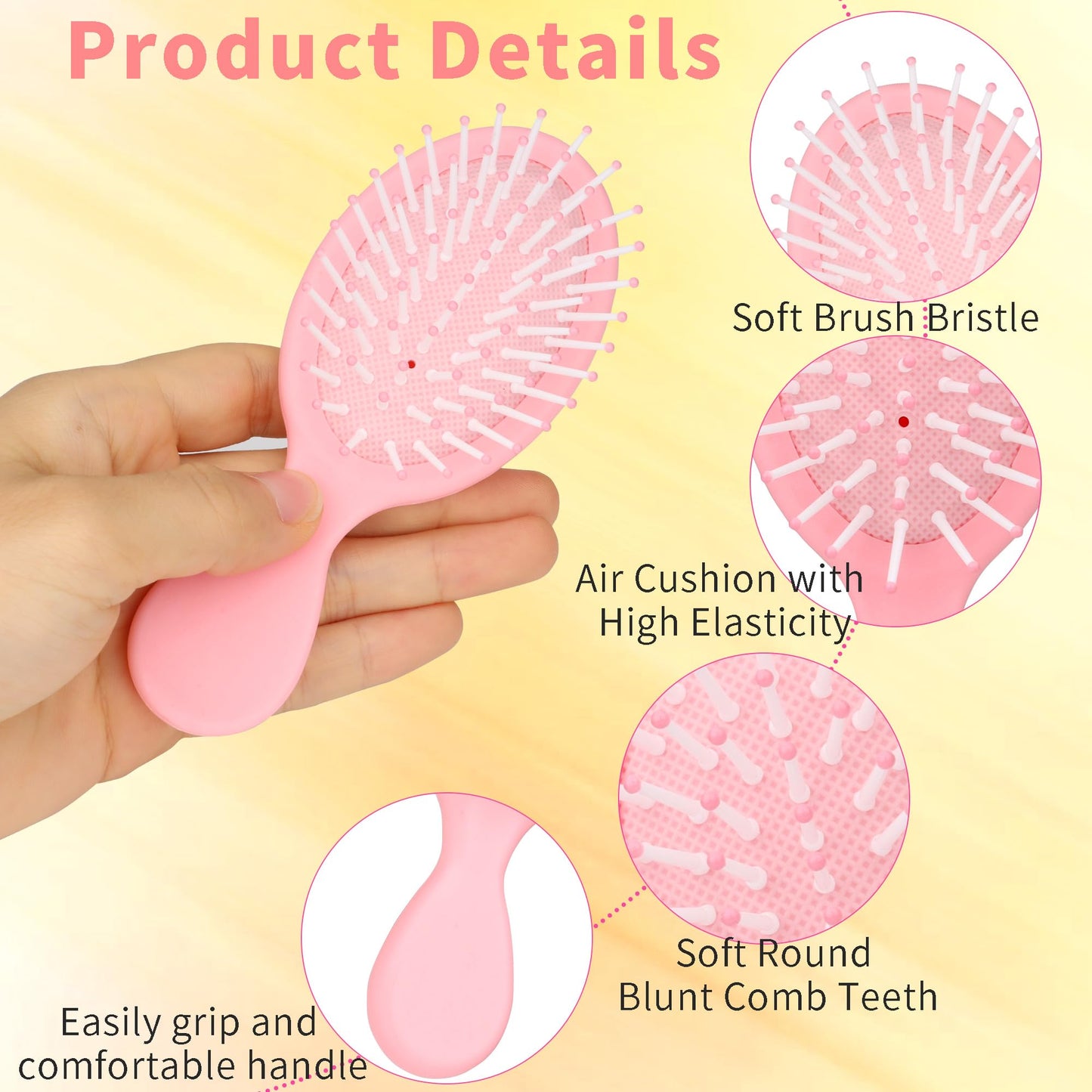 4 Pack Mini Wet Hair Brush Travel Detangler Hair Brush Pocket Travel Hair Brush Mini Soft Bristles Hair Brush Small Paddle Hair