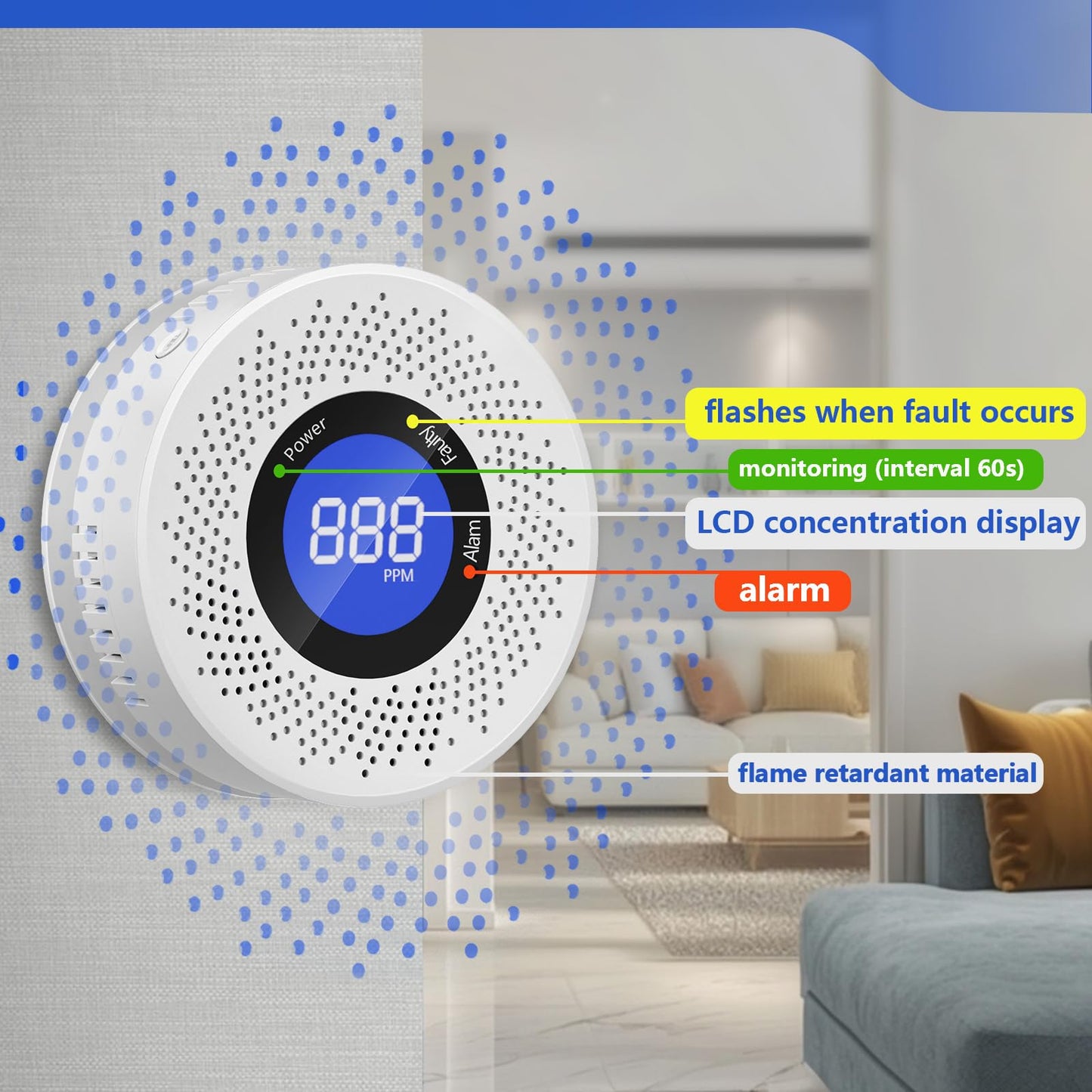 3 Packs Carbon Monoxide Detectors, Travel Carbon Monoxide Detector Battery，Replaceable Battery Operated CO Detector Alarm with Digital Display for Warehouse, Kitchen, Restaurant,Hotel, Garage