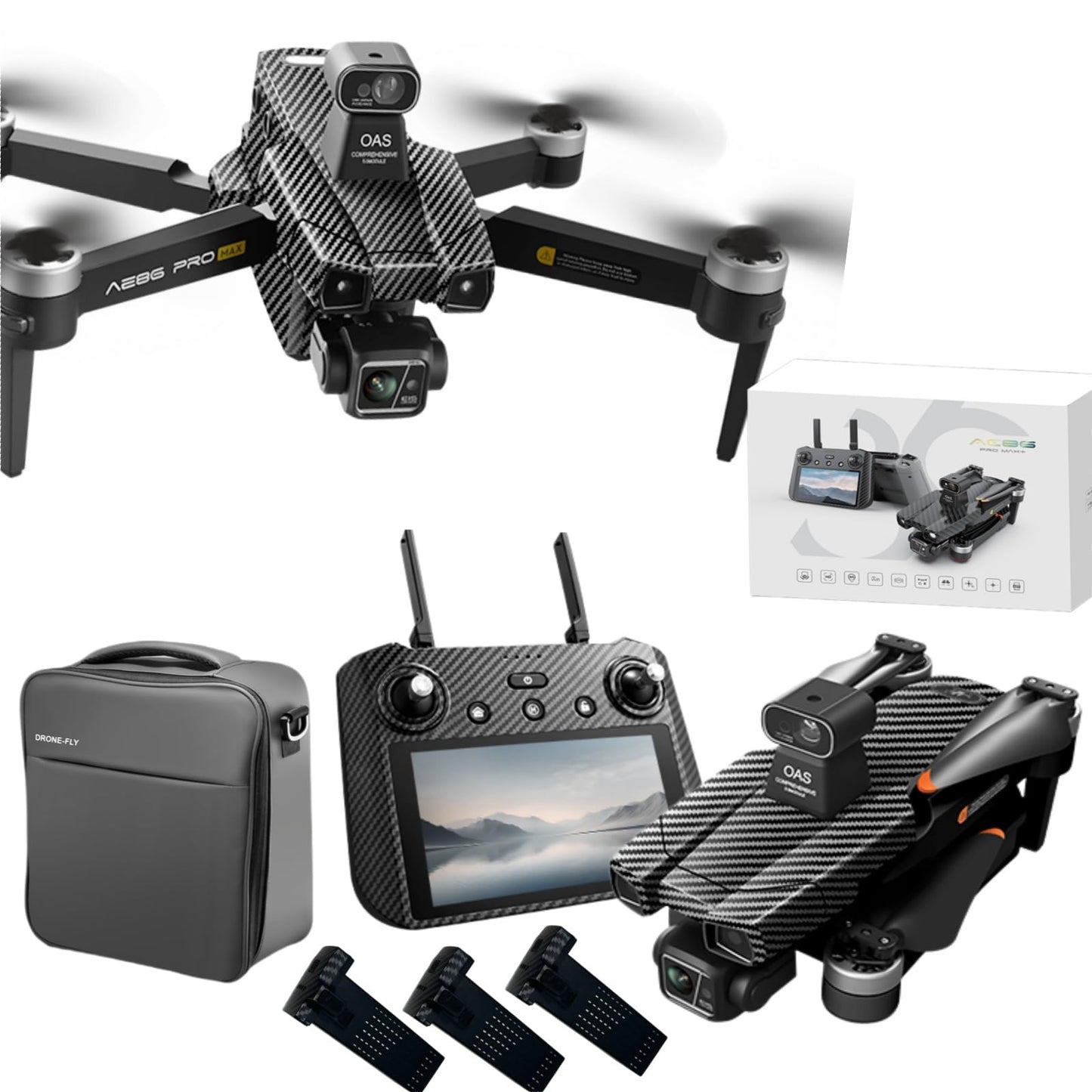Cyaxzolp AE86ProMax+Drones with Camera for Adults 4K Video,Touch Screen Tablet Remote and 3-Axis Mechanical Gimbal, 5G Digital Transmission, 360° Laser Obstacle Avoidance, GPS Auto Return,Three 8000mAh 45 Mins Long Endurance, 500g Payload, Smart Follow Wa
