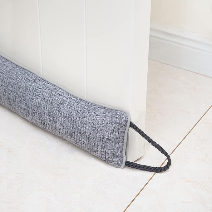 Marwood Under Door Draft Stopper 30 inch Wind Stopper for Door & Window, Weighted French Air Draft Stopper Front Door Snake Noise Blocker for Bottom of Door with Hanging Loops - Grey