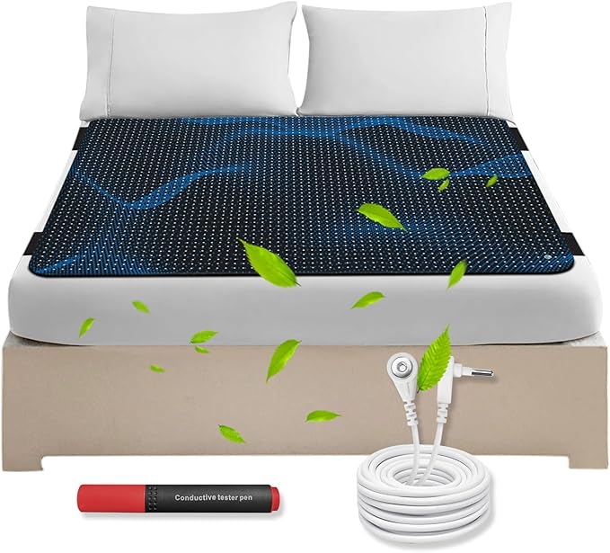 Grounding Mat for Bed,54 * 78 in Anti-SLP Pad PU Leather,Grounding Mat King Size with Grounding Tester Pen,Grounding Mattress Pad