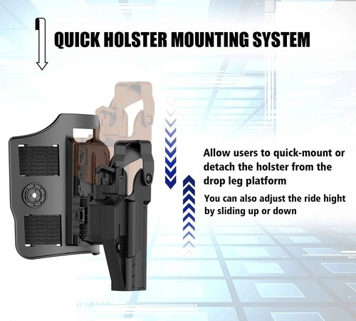 Drop Leg G19 Level 3 Retention Duty Holster for Gen 1-5 Glock 19/17, Glock 23/32(Not for Gen 5), Glock 45/44/19X, Law Enforcement Duty Belt Gun Holster, Adjustable Retention Tactical Thigh Holster