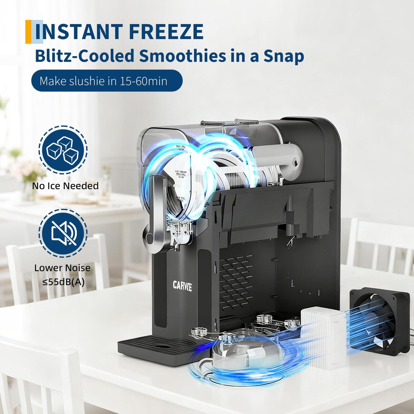 Garvee Slushie Machine for Home No Ice Needed, Frozen Drink Maker with LED Display & 6 Pre-Set Programs, 70 oz Large Capacity for Frozen Margaritas,Frappés,Ice Cream, Dark Gray