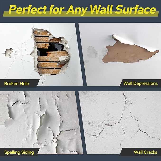 4 Pcs Drywall Repair Patch 12" x 12" Self Adhesive Aluminum Wall Fiber Mesh Repair Kit with Scraper Metal Large Hole Sheet Rock Patch for Ceiling Drywall Plaster