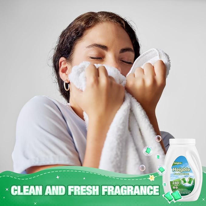 240 Count Laundry Detergent Pods Bulk Laundry Detergent Soap Pacs Ultra Concentrated for Clean Clothes Stain Fighting Fresh Scent(Fresh Herbal Scent)