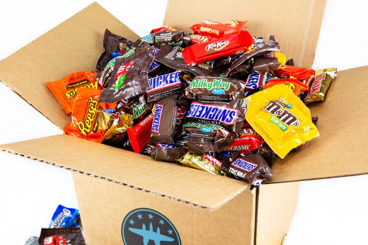 Bomber 8 lb Halloween Candy Bulk Chocolate Variety Pack – Fun Size Candies Individually Wrapped for Halloween Treats & Snacks, Bulk Chocolate Candy Mix for Trick-or-Treat, Gifts for Adults & Kids