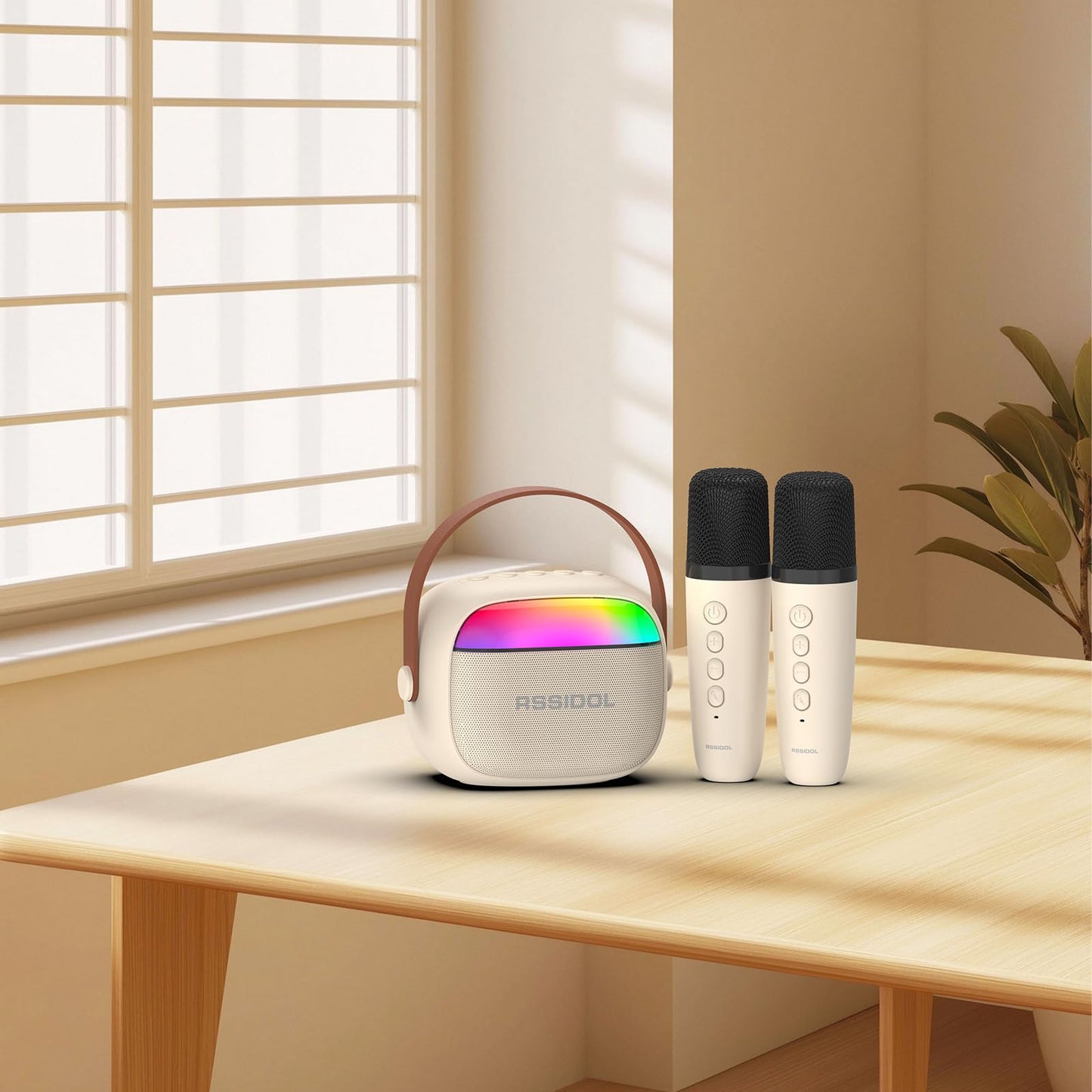Mini Karaoke Machine for Kids with 2 Wireless Microphones Portable Small RGB Bluetooth Speaker Toys Birthday Gifts for 3 4 5 6 7 8+ Year Old Girl Boys