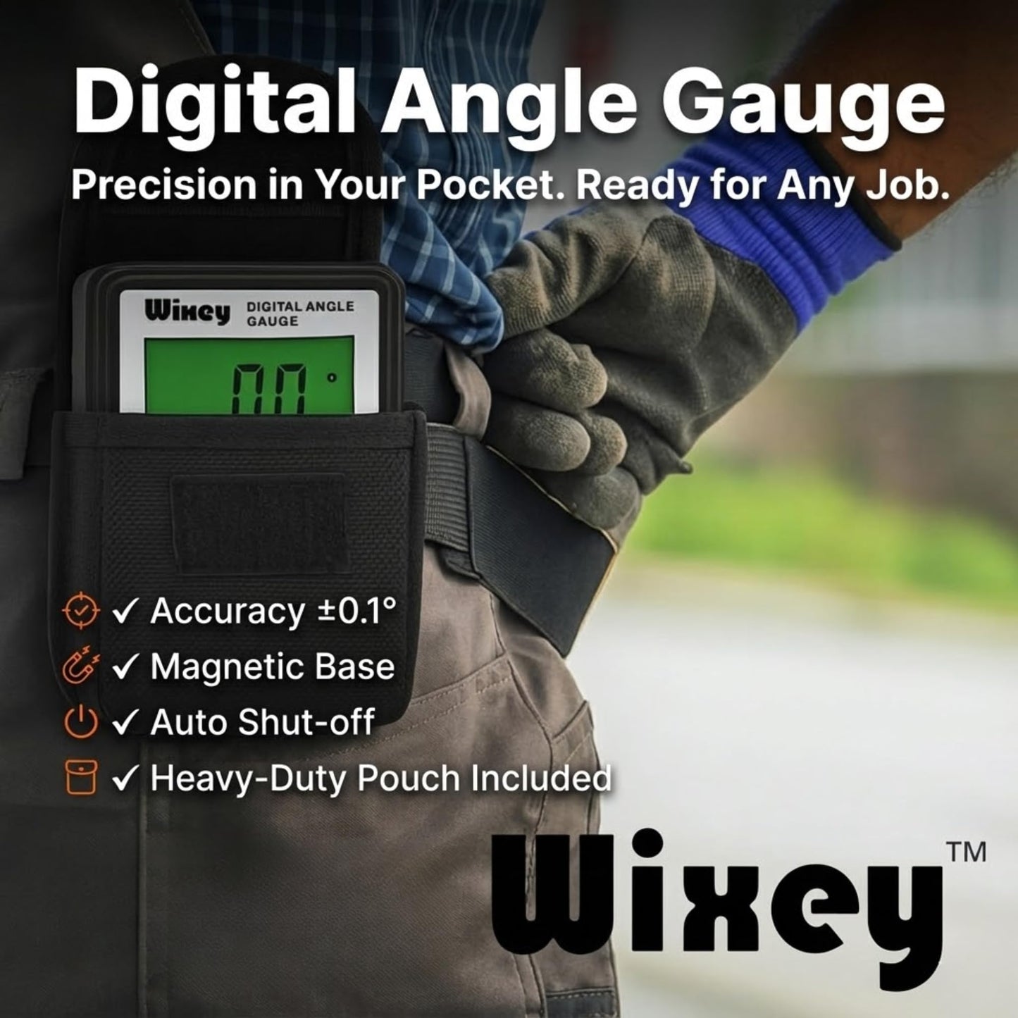 Wixey Digital Angle Gauge | Digital Angle Finder for Table Saw & Miter Saw (Magnetic) – Precision Bevel & Compound Angle Measuring Tool for Woodworking with Backlight