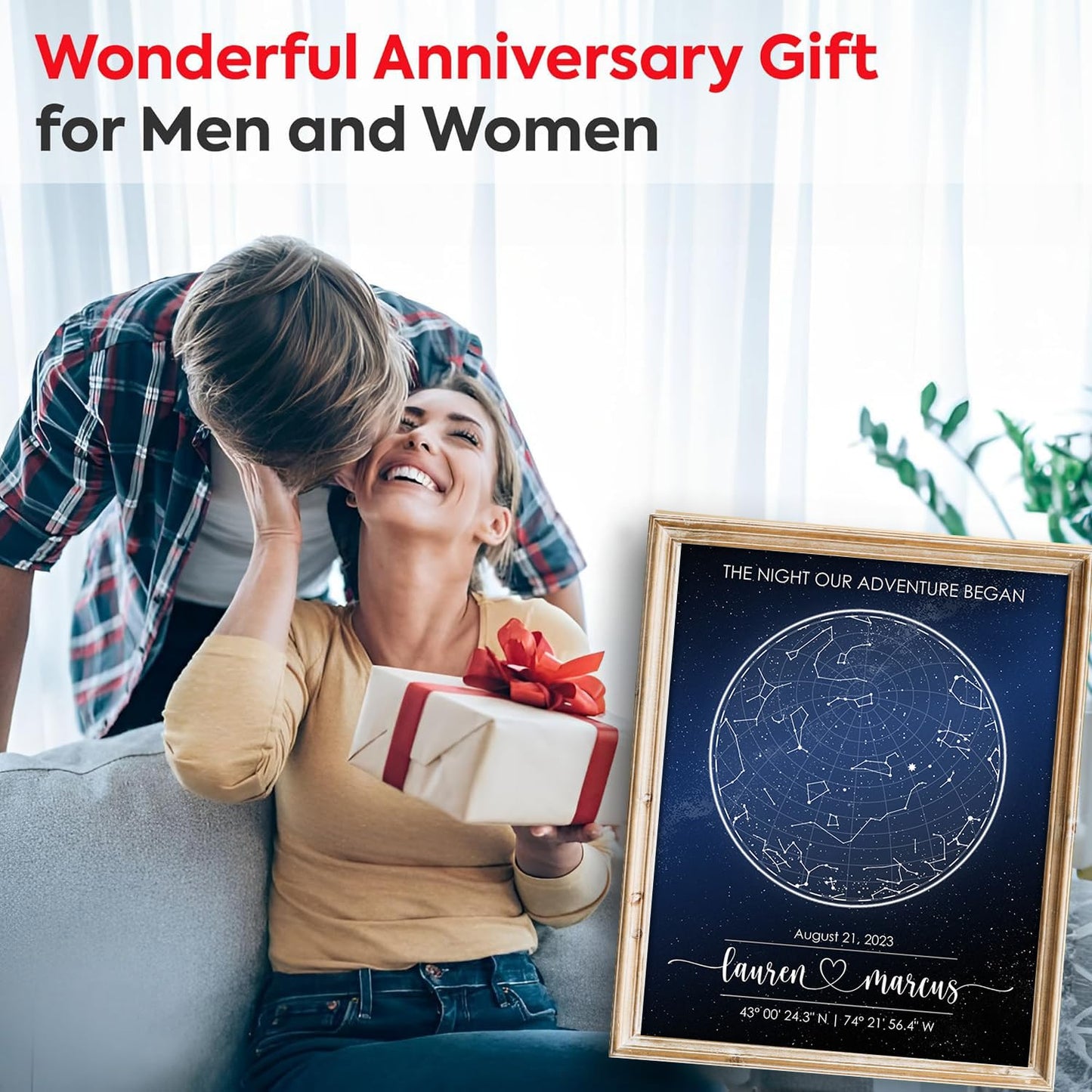 Custom Star Map for Specific Date Art Print | Personalized Star Map | Night Sky Constellation | Anniversary Gifts for Women | Unique Gift for Father's Day, Weddings, Girlfriends, Boyfriends