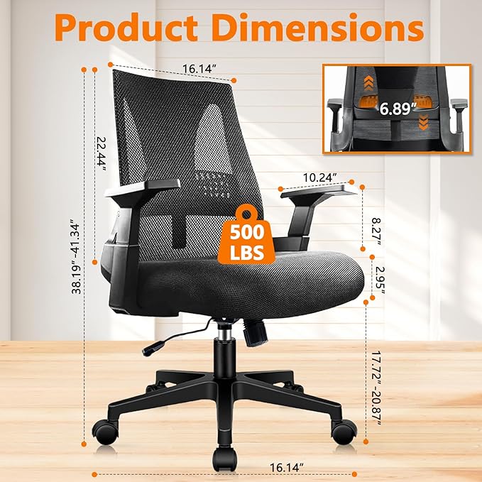 CLATINA 500lbs Big and Tall Office Chair Heavy Duty Mesh Ergonomic Computer Chairs with Adjustable Lumbar Support and Wide Comfy Seat for Home Office Conference Heavy People, Black(8 Pack)