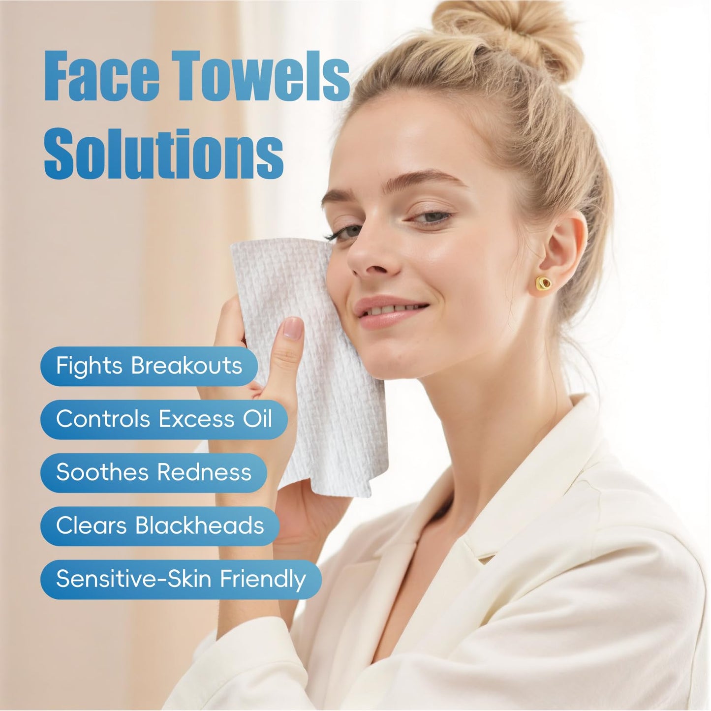 GWT Disposable Face Towels,10  12 Face Towelette Disposable,Thicken Facial Towels for Women Sensitive Skin,Soft Makeup Remover D