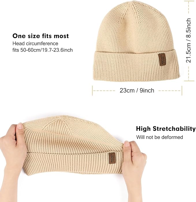 Wmcaps Winter Beanie for Men Women, Fleece Lined Beanie Soft Warm Knit Hat Ski Stocking Cuffed Cap