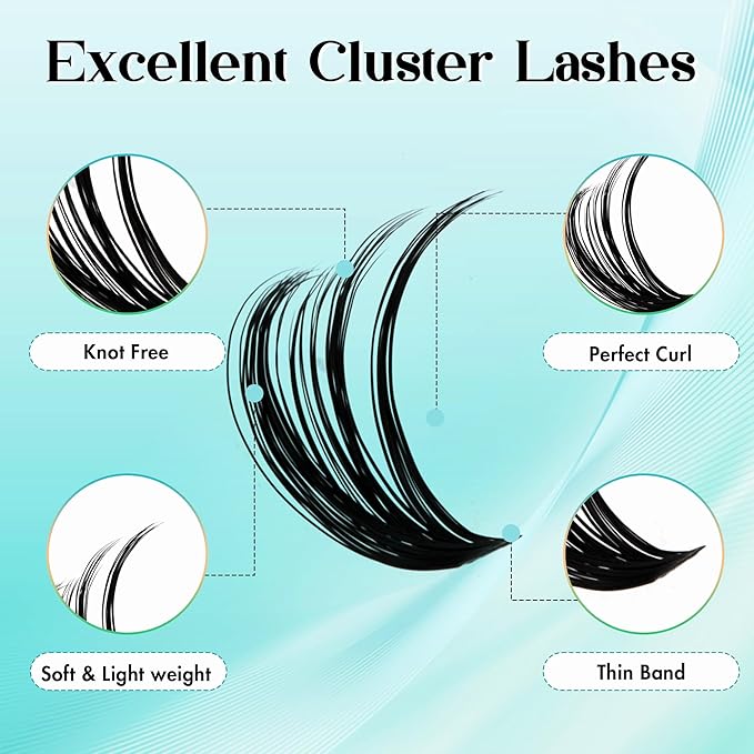 GEMERRY Fluffy Lash Extension Kit Thick Lash Clusters Kit Eyelash Clusters 280Pcs D Curl Eyelash Extension Kit With Lash Bond and Seal, Lash Tweezers, DIY Lash Extension(60P+80P-10-18mm)